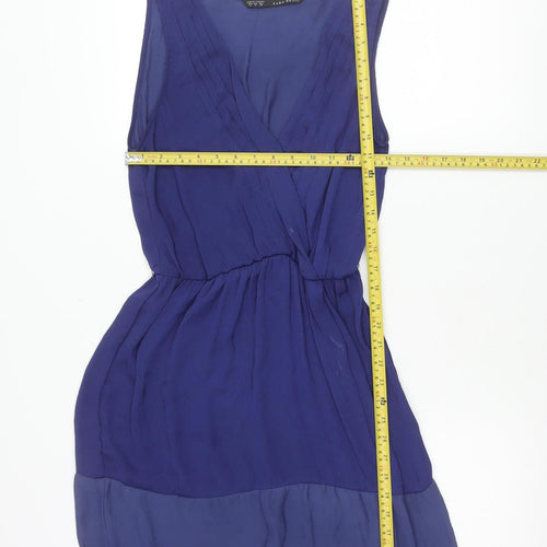 Zara Basic Women’s Blue Sleeveless V-Neck Wrap Dress Size 12