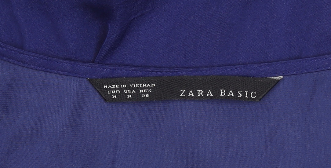 Zara Basic Women’s Blue Sleeveless V-Neck Wrap Dress Size 12
