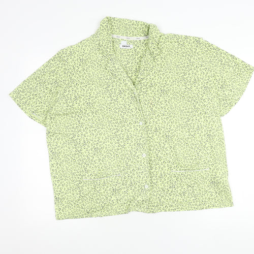 DKNY Women’s Green Leopard Print Pyjama Shirt Top XL