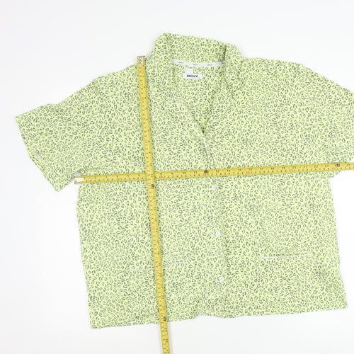 DKNY Women’s Green Leopard Print Pyjama Shirt Top XL