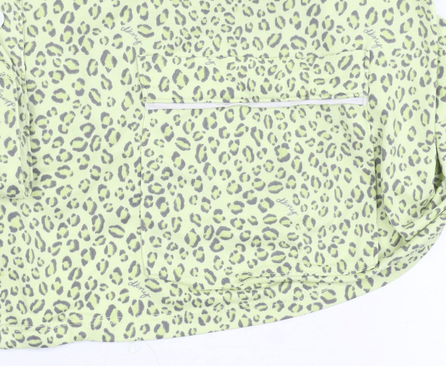 DKNY Women’s Green Leopard Print Pyjama Shirt Top XL