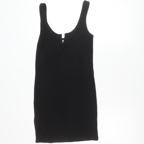 Topshop Womens Black Size 6 Sleeveless Scoop Neck Tank Mini Dress