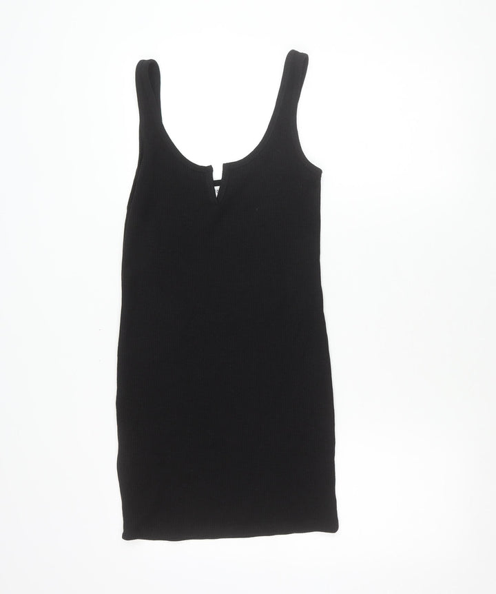Topshop Womens Black Size 6 Sleeveless Scoop Neck Tank Mini Dress