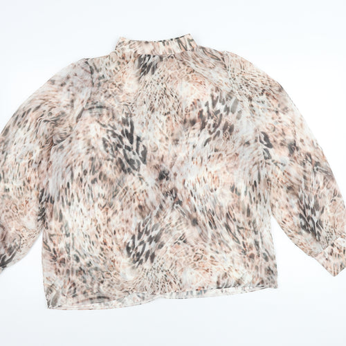Lipsy Women’s Multicoloured Animal Print Chiffon Blouse UK 14