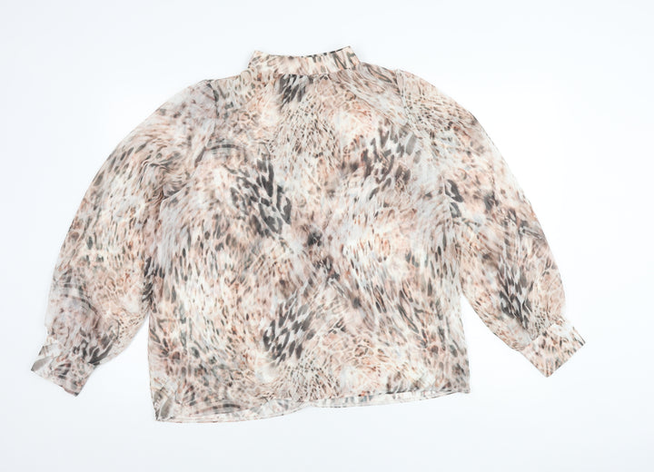 Lipsy Women’s Multicoloured Animal Print Chiffon Blouse UK 14