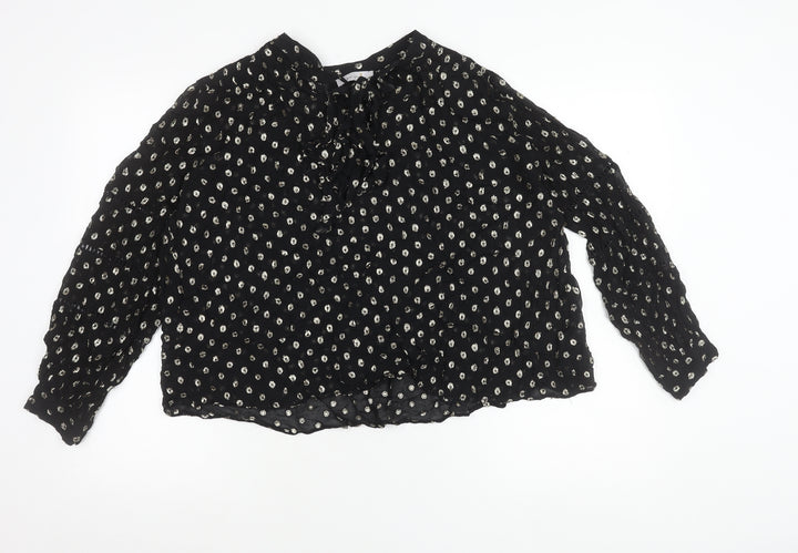 Marks and Spencer Per Una Womens Black Metallic Spot Blouse Size 14