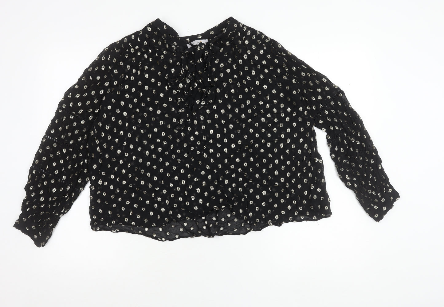 Marks and Spencer Per Una Womens Black Metallic Spot Blouse Size 14