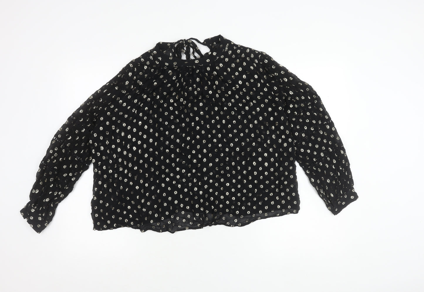 Marks and Spencer Per Una Womens Black Metallic Spot Blouse Size 14