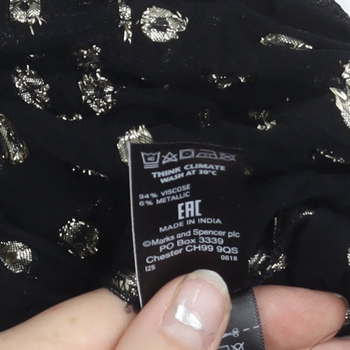 Marks and Spencer Per Una Womens Black Metallic Spot Blouse Size 14