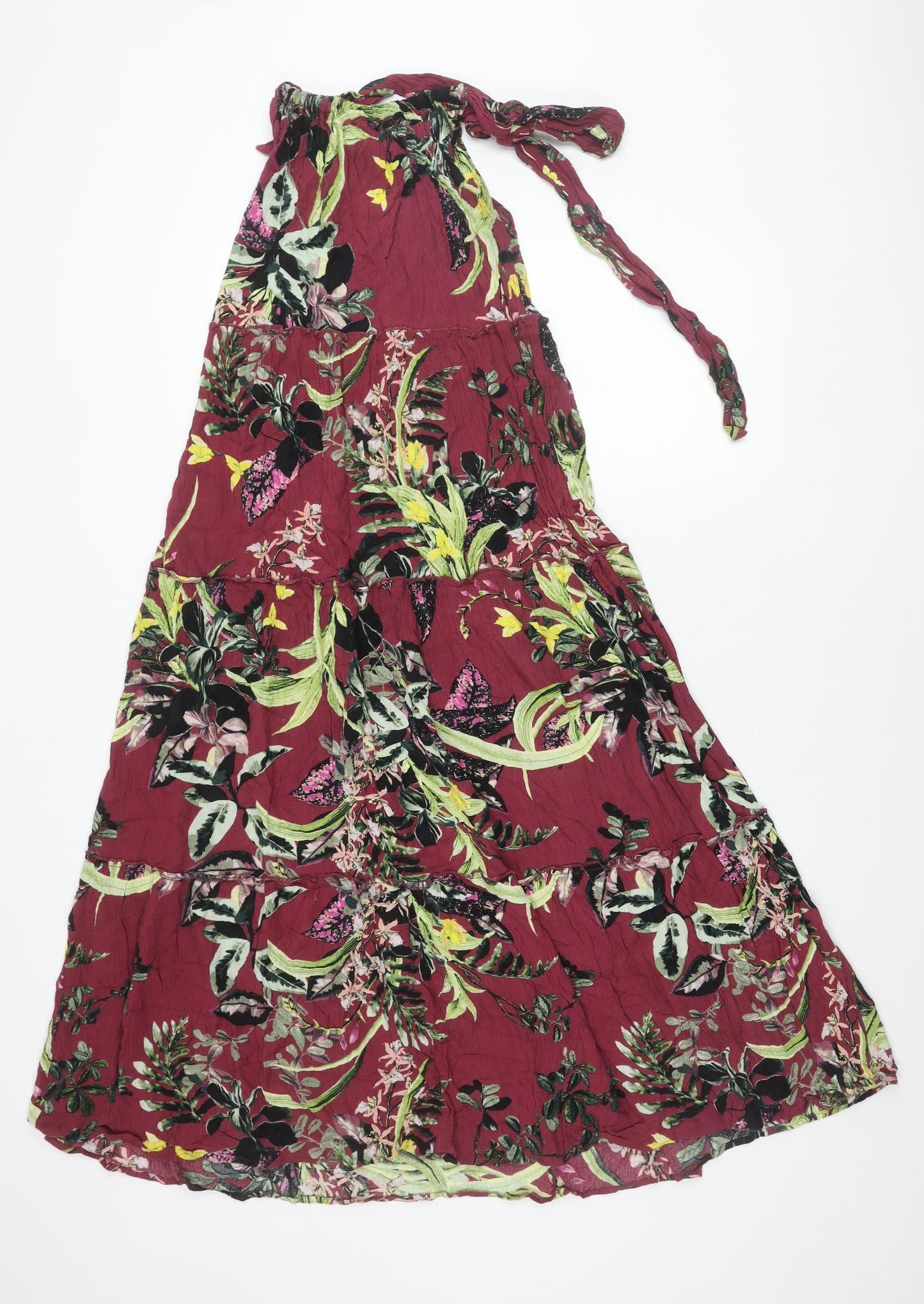 Next Womens Red Floral Halter Midi Dress Size 8 Summer Boho