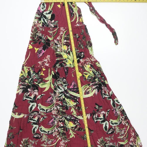 Next Womens Red Floral Halter Midi Dress Size 8 Summer Boho