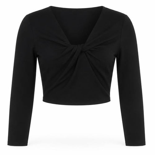 Zara Women’s Black Cropped Long Sleeve Bow Blouse Size S