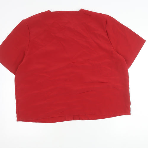 Compliments Womens Red Button-Up Short Sleeve Blouse Size 22