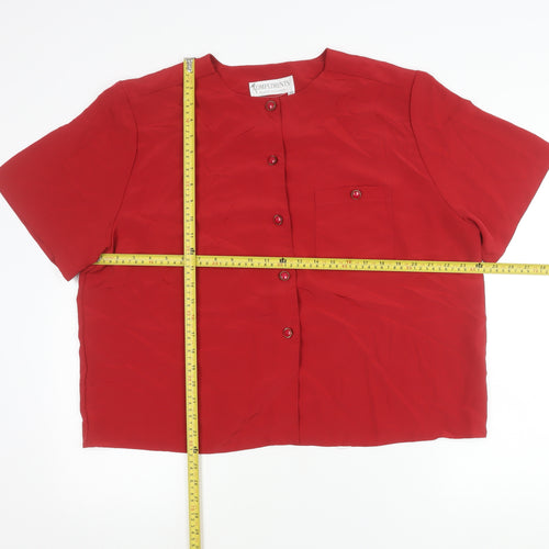 Compliments Womens Red Button-Up Short Sleeve Blouse Size 22