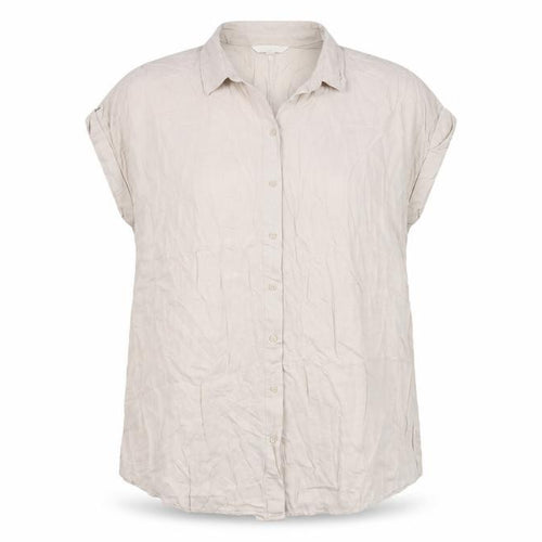 H&M Mama Womens Beige Button-Up Shirt Size 16 Short Sleeve Viscose