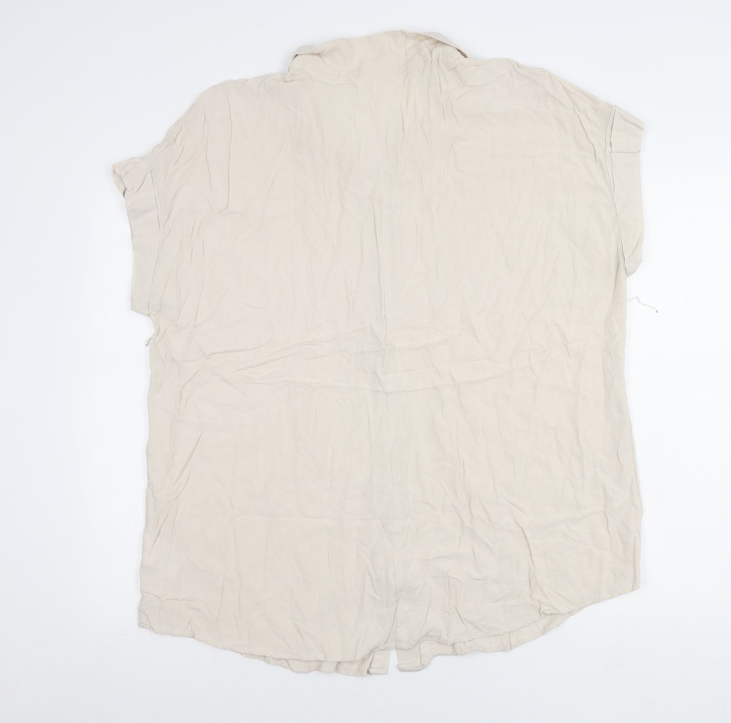H&M Mama Womens Beige Button-Up Shirt Size 16 Short Sleeve Viscose