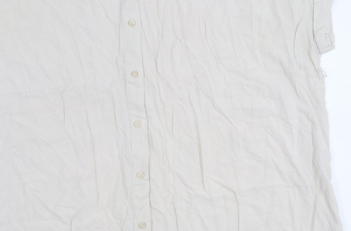 H&M Mama Womens Beige Button-Up Shirt Size 16 Short Sleeve Viscose