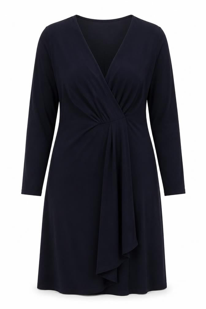 Planet Women’s Navy Blue Size 12 Wrap Dress Long Sleeve Knee Length