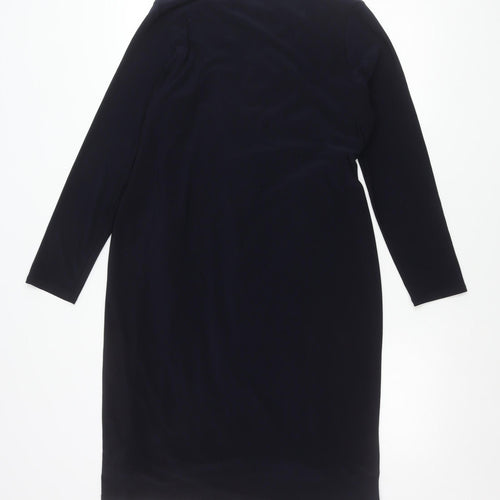Planet Women’s Navy Blue Size 12 Wrap Dress Long Sleeve Knee Length