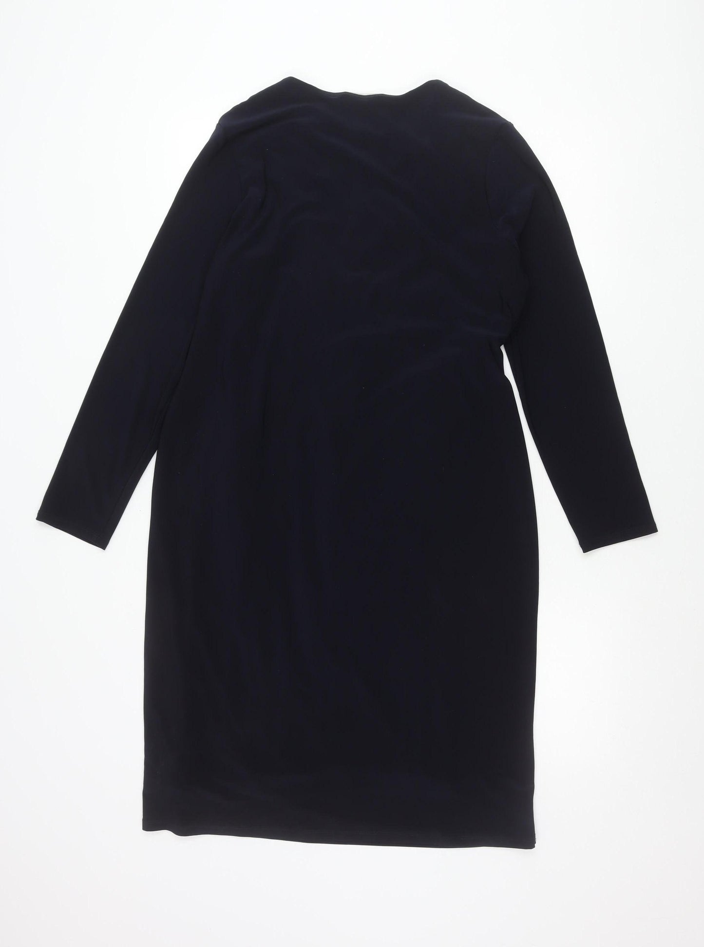 Planet Women’s Navy Blue Size 12 Wrap Dress Long Sleeve Knee Length