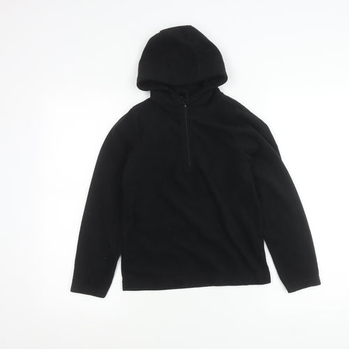 Mountain Warehouse Girls Black Fleece Hoodie 9-10 Years Pullover 1/2 Zip