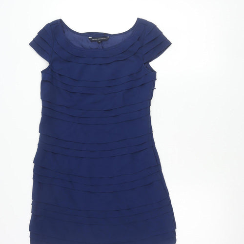 French Connection Women’s Blue Sheath Dress Size 6 Pleated Short
