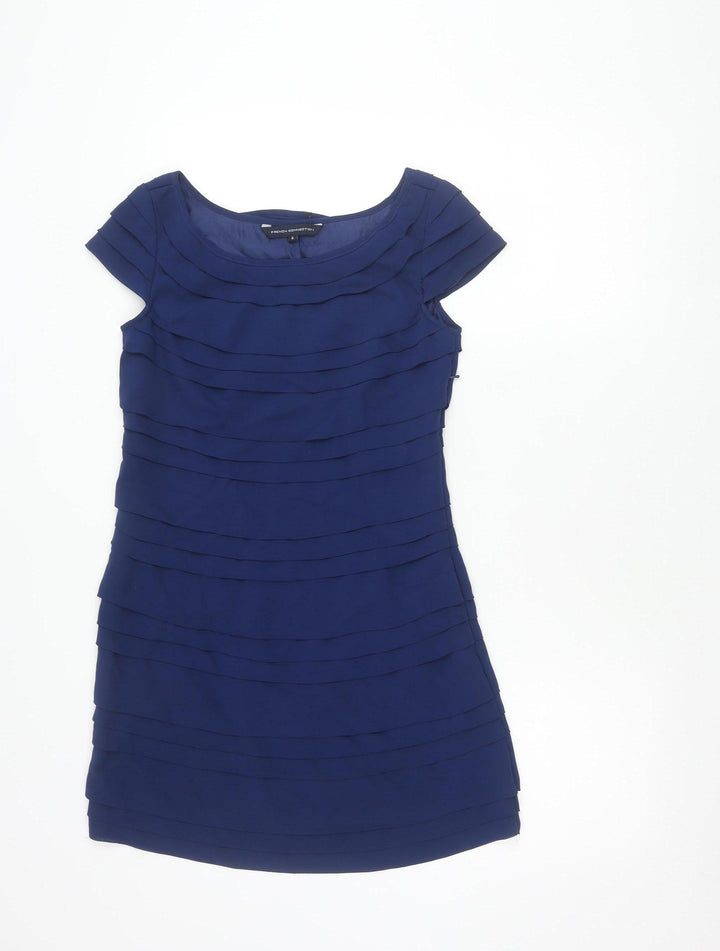 French Connection Women’s Blue Sheath Dress Size 6 Pleated Short