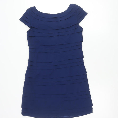 French Connection Women’s Blue Sheath Dress Size 6 Pleated Short