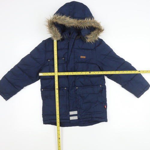 Lego Wear Boys Blue 8 Years Winter Puffer Jacket Hooded Faux Fur Trim