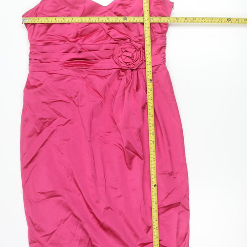 Coast Women’s Pink Sheath Dress Size 16 Satin V-Neck Cocktail Formal
