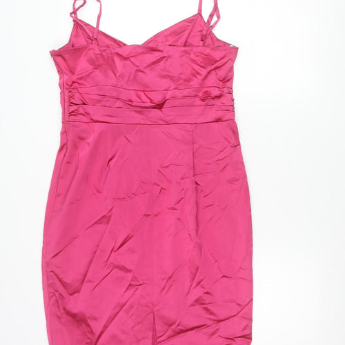 Coast Women’s Pink Sheath Dress Size 16 Satin V-Neck Cocktail Formal