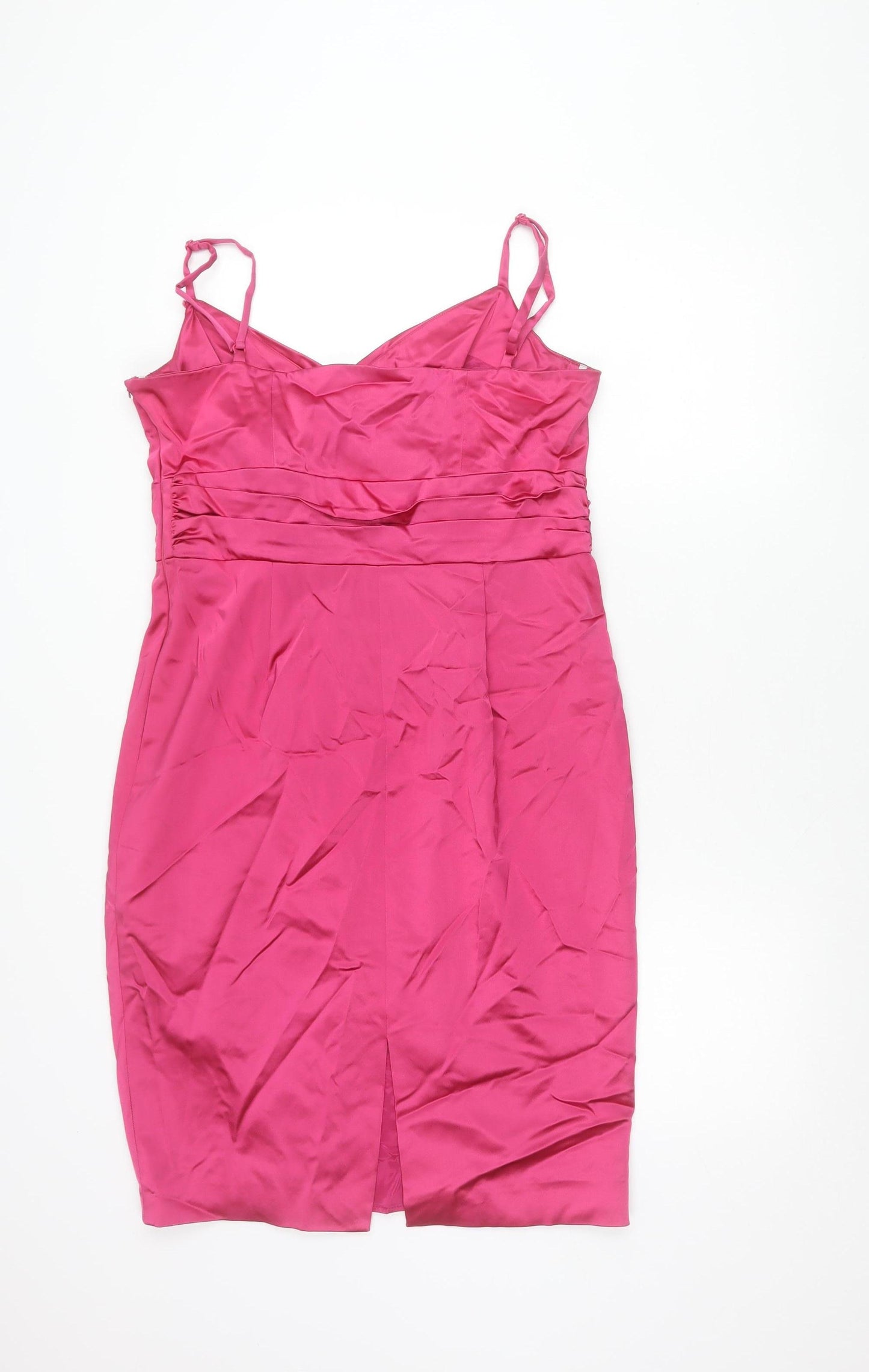 Coast Women’s Pink Sheath Dress Size 16 Satin V-Neck Cocktail Formal