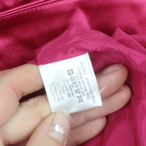 Coast Women’s Pink Sheath Dress Size 16 Satin V-Neck Cocktail Formal