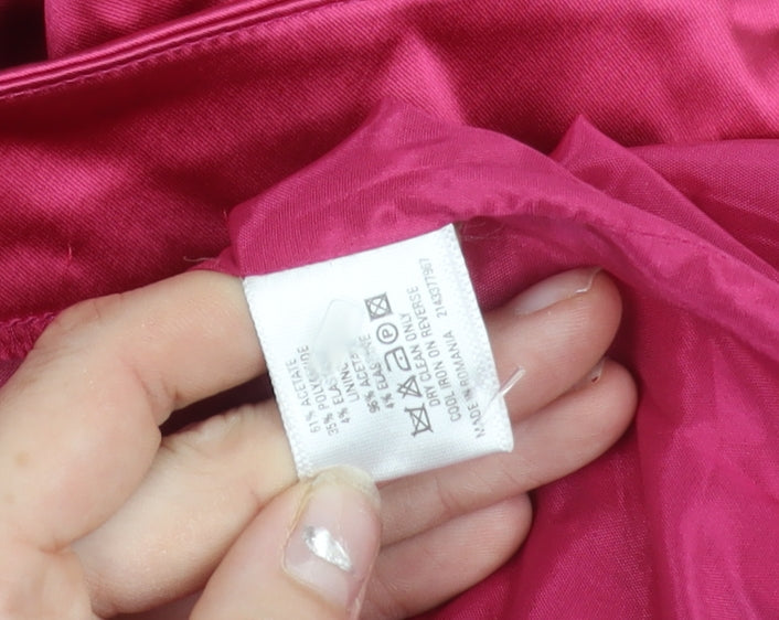 Coast Women’s Pink Sheath Dress Size 16 Satin V-Neck Cocktail Formal