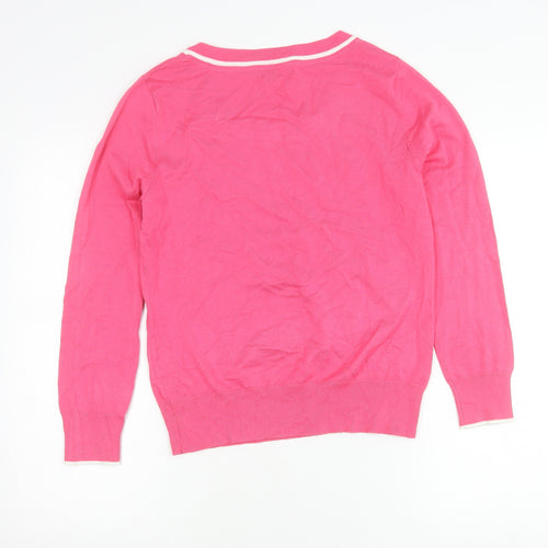 M&Co Women’s Pink Scoop Neck Bow Accent Pullover Jumper Size 16