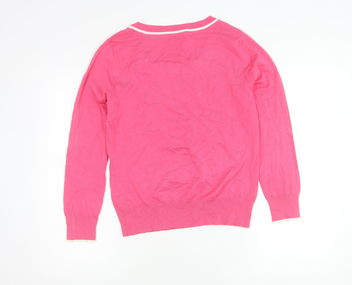 M&Co Women’s Pink Scoop Neck Bow Accent Pullover Jumper Size 16