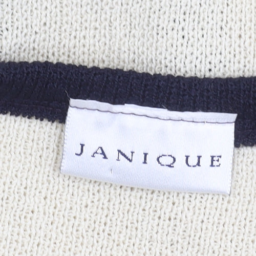 Janique Women’s Ivory Black Striped Long Sleeve Cardigan M