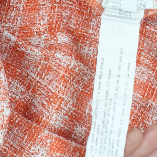 Zara Women Orange XS Pleated Tweed Check Short Skirt