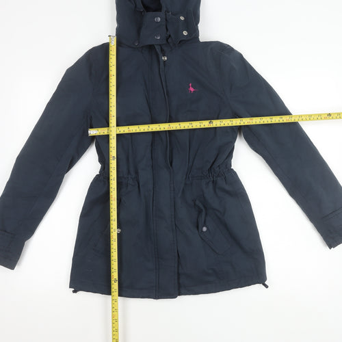 Jack Wills Womens Blue Parka Jacket Size 8 Hooded Cotton Blend