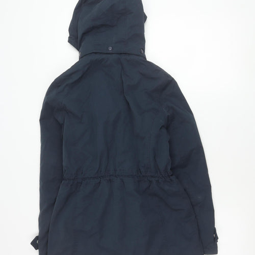 Jack Wills Womens Blue Parka Jacket Size 8 Hooded Cotton Blend