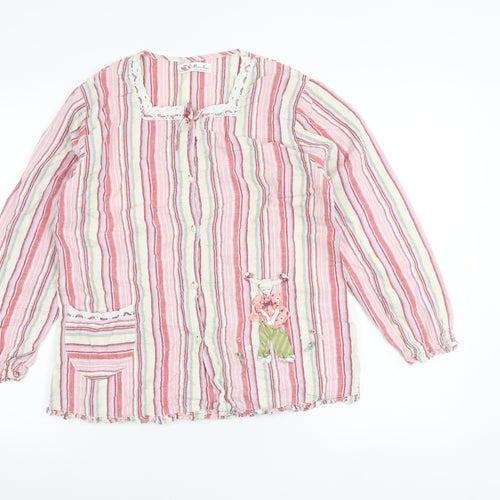 Macro Jones Women’s Pink Striped Cotton Tunic Shirt L