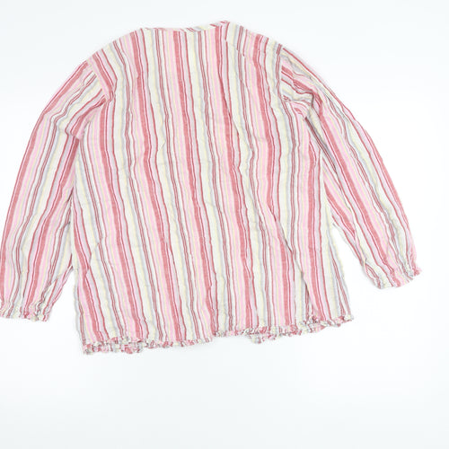 Macro Jones Women’s Pink Striped Cotton Tunic Shirt L