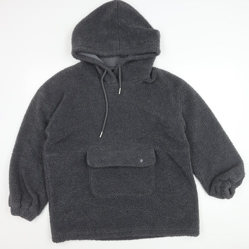 Nasty Gal Women’s Grey Hooded Pullover Hoodie Size 10 Fleece