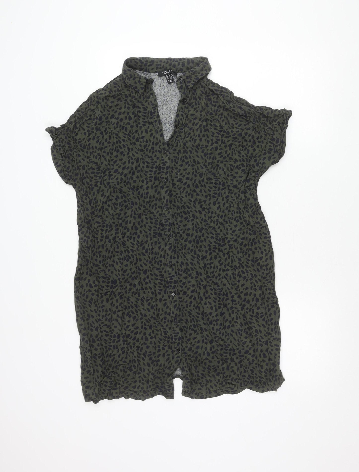 New Look Maternity Women’s Green Animal Print Button-Up Blouse UK 12