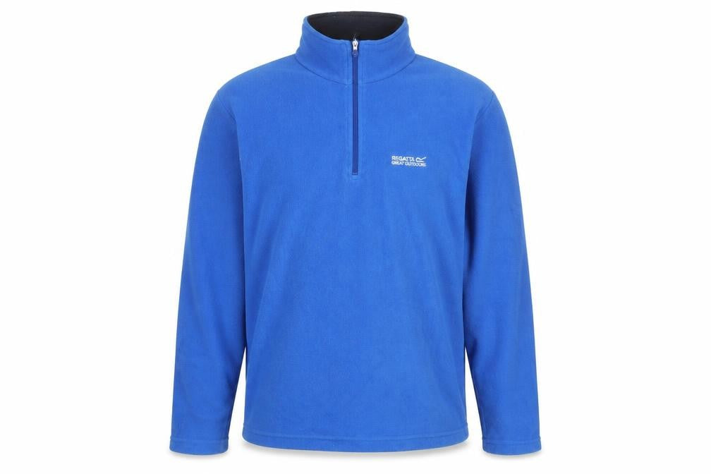 Front view of Regatta men’s blue xl fleece pullover sweatshirt outdoor zip top
