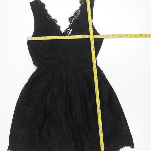 H&M Women Black Lace Fit & Flare Dress Size 8 Party Cocktail