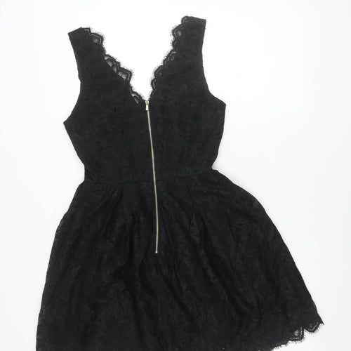 H&M Women Black Lace Fit & Flare Dress Size 8 Party Cocktail