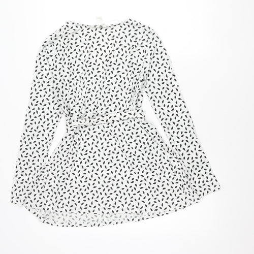 H&M Maternity Women's White Black Polka Dot Wrap Blouse Size 10
