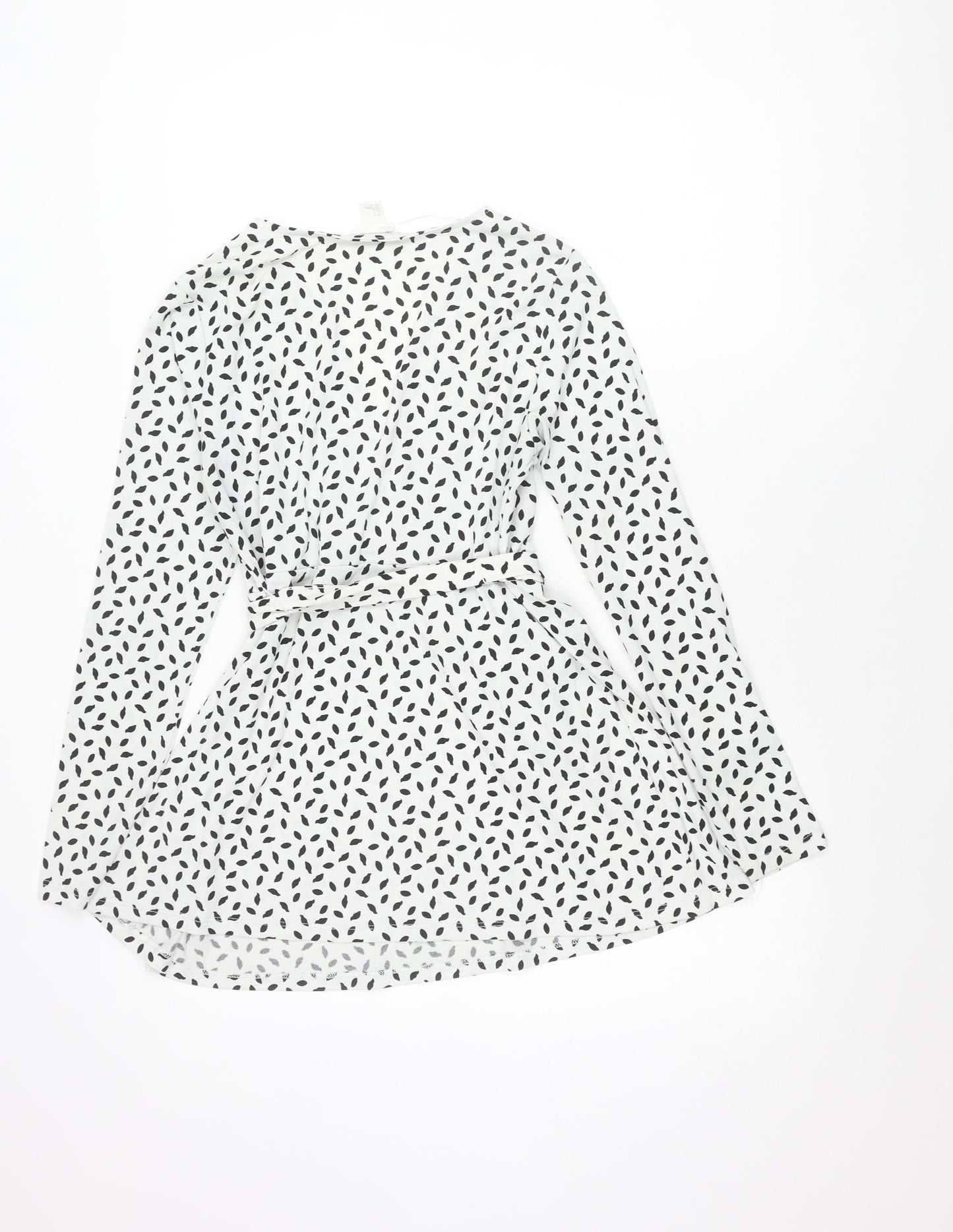 H&M Maternity Women's White Black Polka Dot Wrap Blouse Size 10