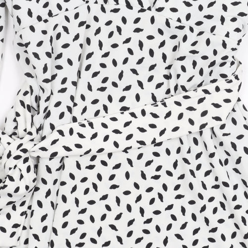 H&M Maternity Women's White Black Polka Dot Wrap Blouse Size 10
